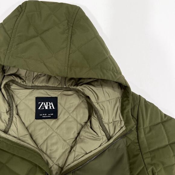 Zara Green Quilted Coat - Picture 2 of 4